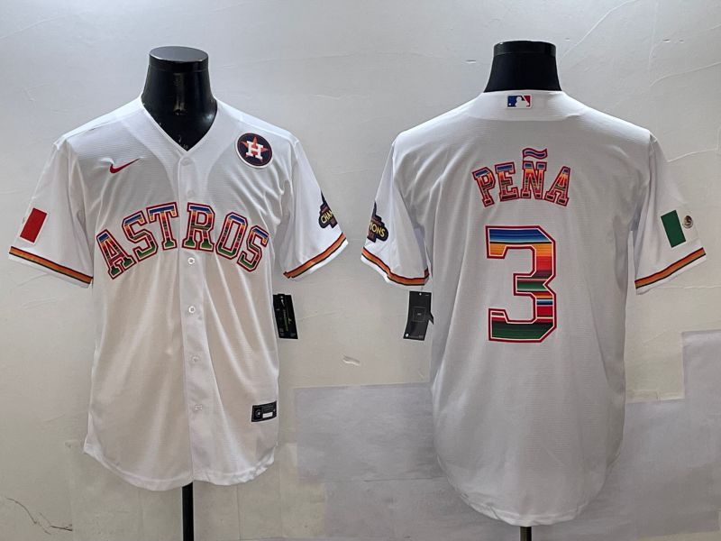 Men Houston Astros #3 Pena White Mexico 2025 Nike MLB Jersey style 3